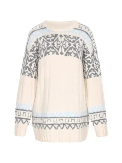 Usha Damen Pullover in beige - Ausschnitt: Rundhals