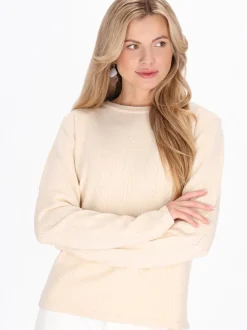 Usha Damen Pullover in beige - Ausschnitt: Rundhals