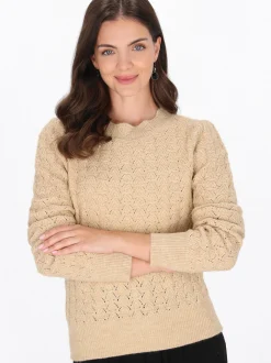 Usha Damen Pullover in beige - Ausschnitt: Rundhals