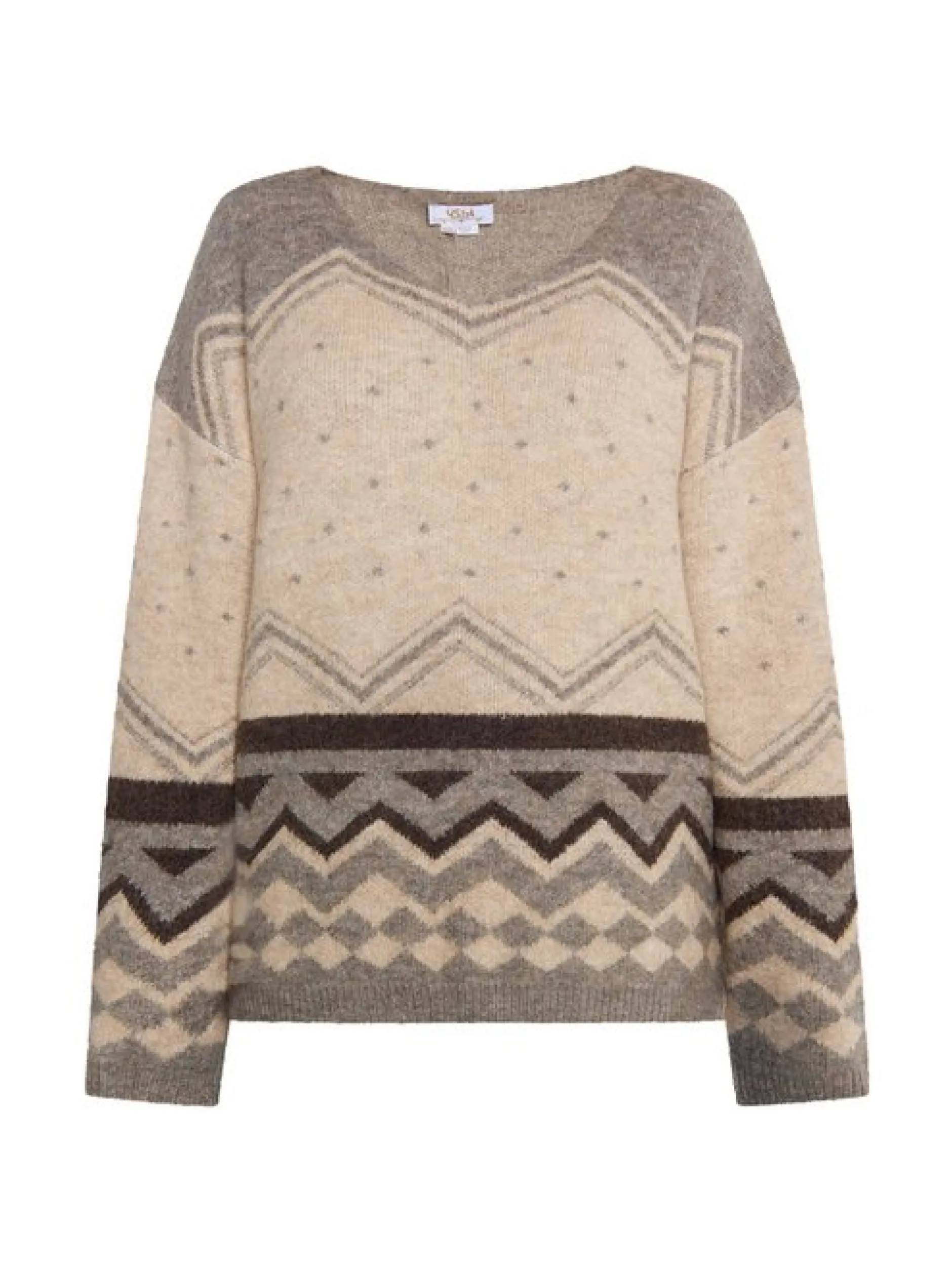 Usha Damen Pullover in beige - Ausschnitt: V-Ausschnitt