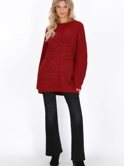 Usha Damen Pullover in bordeaux - Ausschnitt: Rundhals