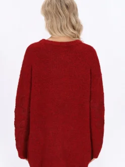Usha Damen Pullover in bordeaux - Ausschnitt: Rundhals