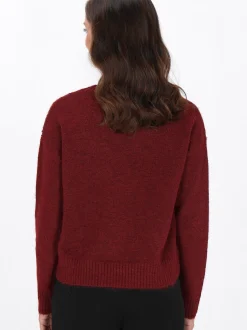Usha Damen Pullover in bordeaux - Ausschnitt: Rundhals