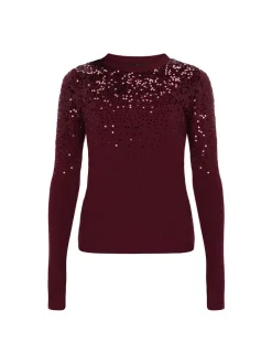 Usha Damen Pullover in bordeaux - Ausschnitt: Rundhals