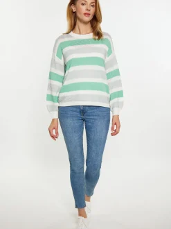 Usha Damen Pullover in grün - Ausschnitt: Rundhals