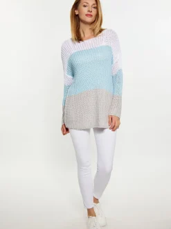 Usha Damen Pullover in hellblau - Ausschnitt: U-Boot