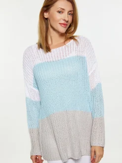 Usha Damen Pullover in hellblau - Ausschnitt: U-Boot