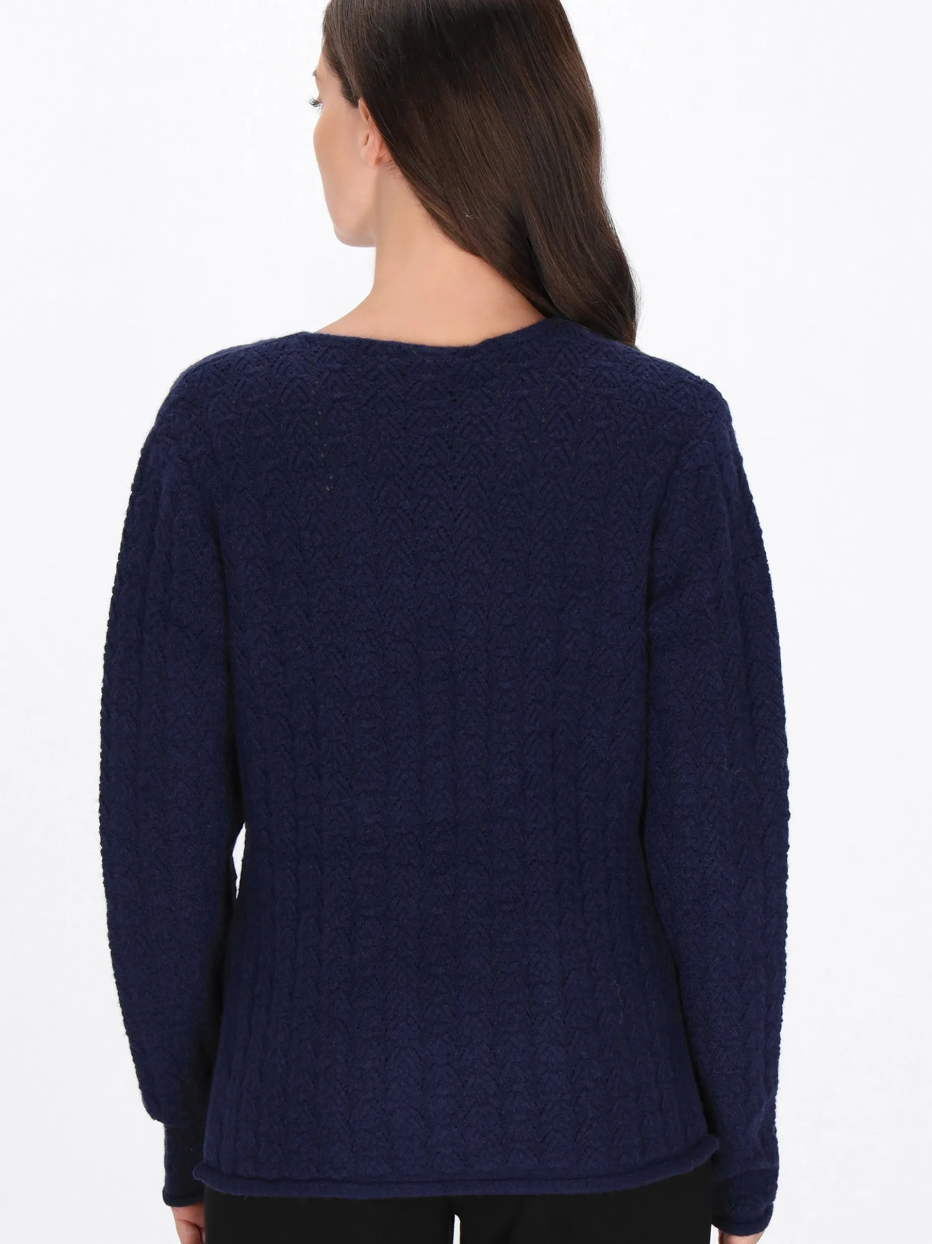 Usha Damen Pullover in marine - Ausschnitt: Rundhals
