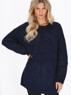 Usha Damen Pullover in marine - Ausschnitt: Rundhals