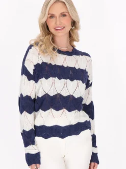 Usha Damen Pullover in marine - Ausschnitt: Rundhals