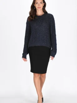 Usha Damen Pullover in marine - Ausschnitt: Rundhals