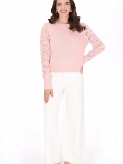 Usha Damen Pullover in rosa - Ausschnitt: Rundhals
