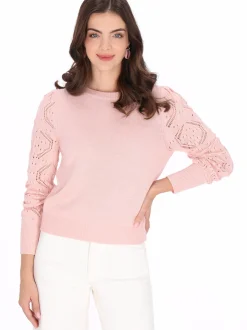 Usha Damen Pullover in rosa - Ausschnitt: Rundhals