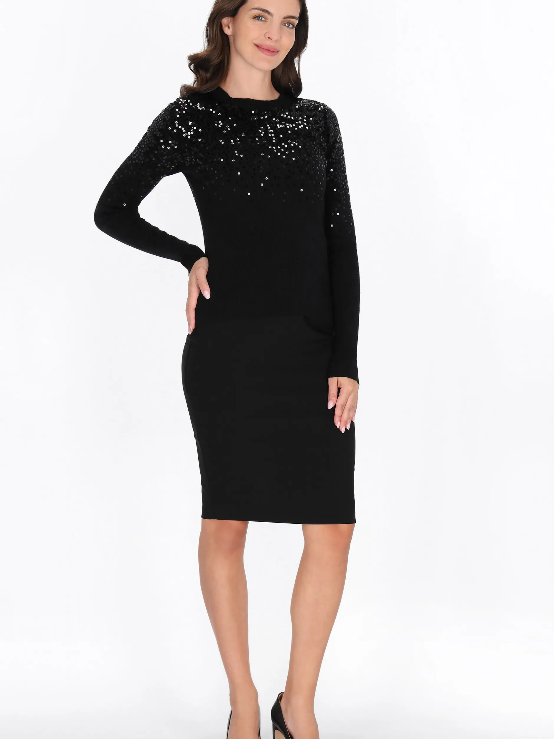 Usha Damen Pullover in schwarz - Ausschnitt: Rundhals