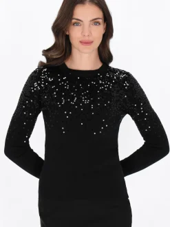 Usha Damen Pullover in schwarz - Ausschnitt: Rundhals