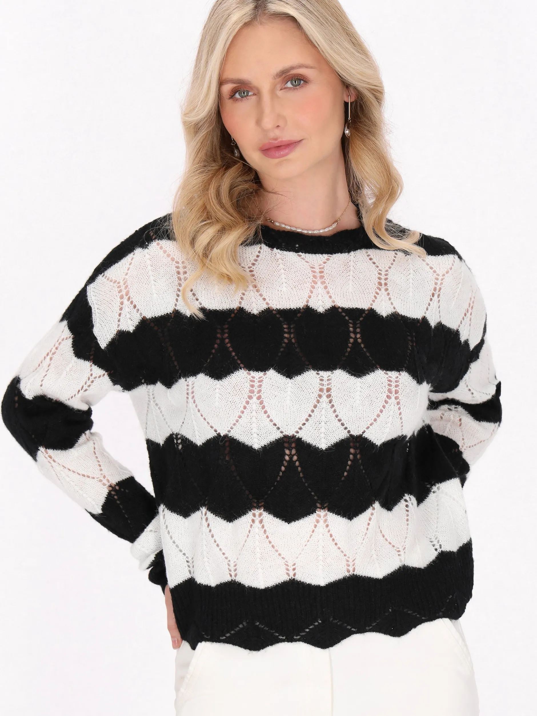 Usha Damen Pullover in schwarz - Ausschnitt: Rundhals