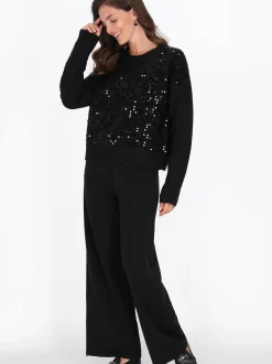 Usha Damen Pullover in schwarz - Ausschnitt: Rundhals