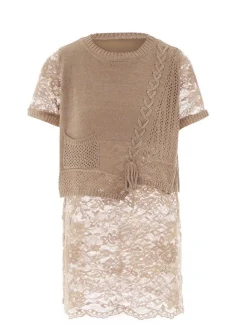 Usha Damen Pullover in taupe - Ausschnitt: Rundhals