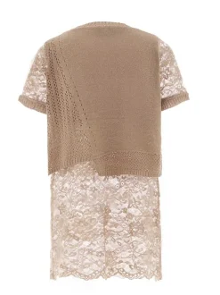 Usha Damen Pullover in taupe - Ausschnitt: Rundhals