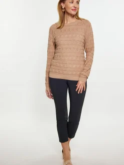 Usha Damen Pullover in taupe - Ausschnitt: Rundhals