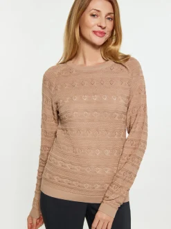 Usha Damen Pullover in taupe - Ausschnitt: Rundhals