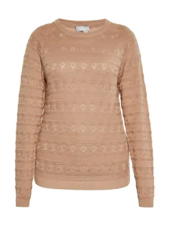 Usha Damen Pullover in taupe - Ausschnitt: Rundhals