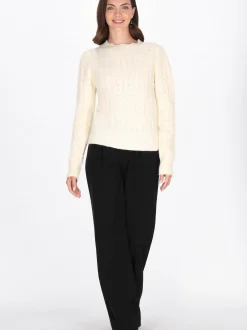 Usha Damen Pullover in weiß - Ausschnitt: Rundhals