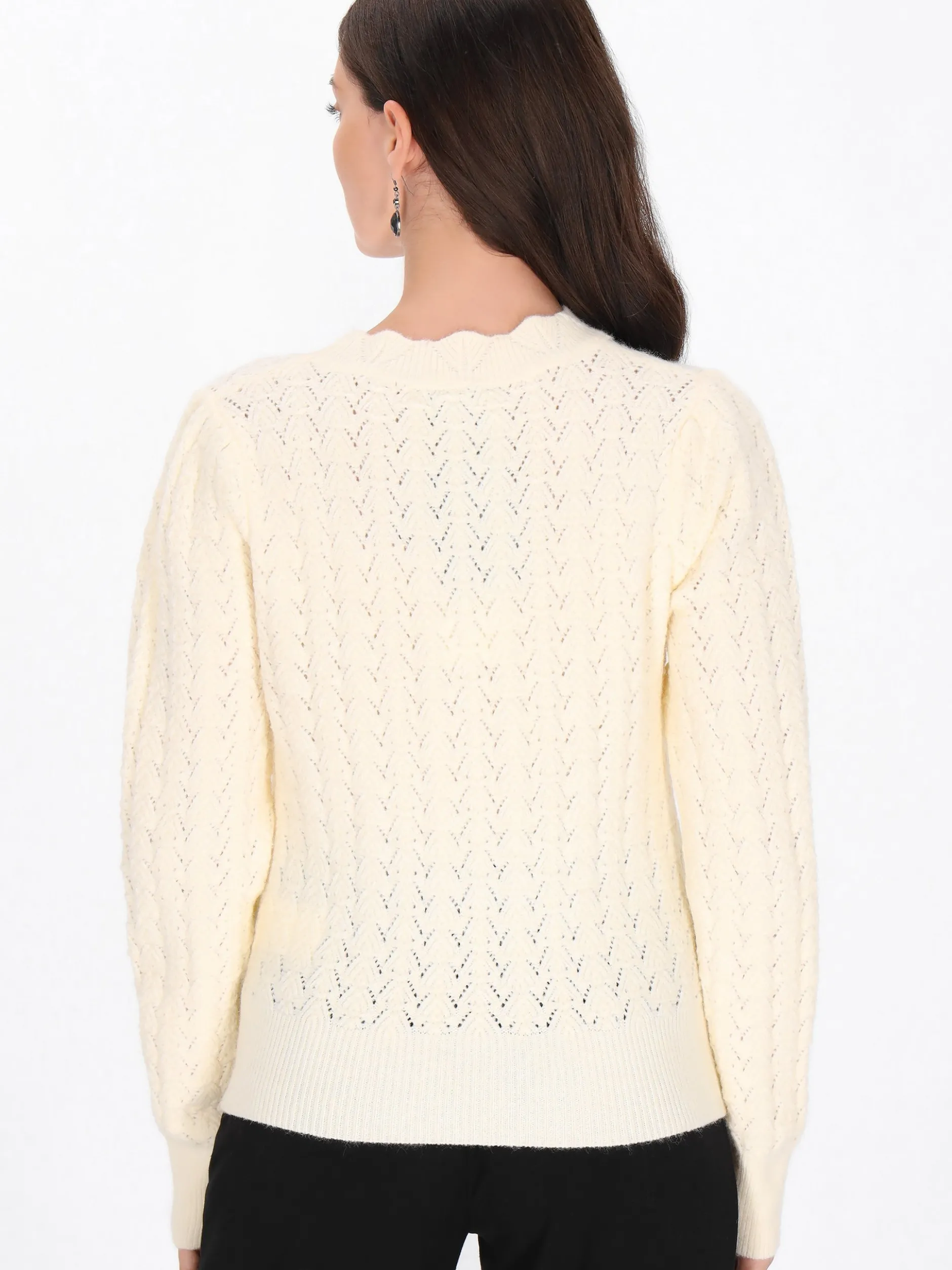 Usha Damen Pullover in weiß - Ausschnitt: Rundhals