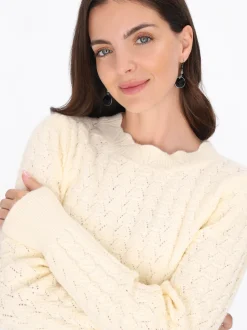 Usha Damen Pullover in weiß - Ausschnitt: Rundhals