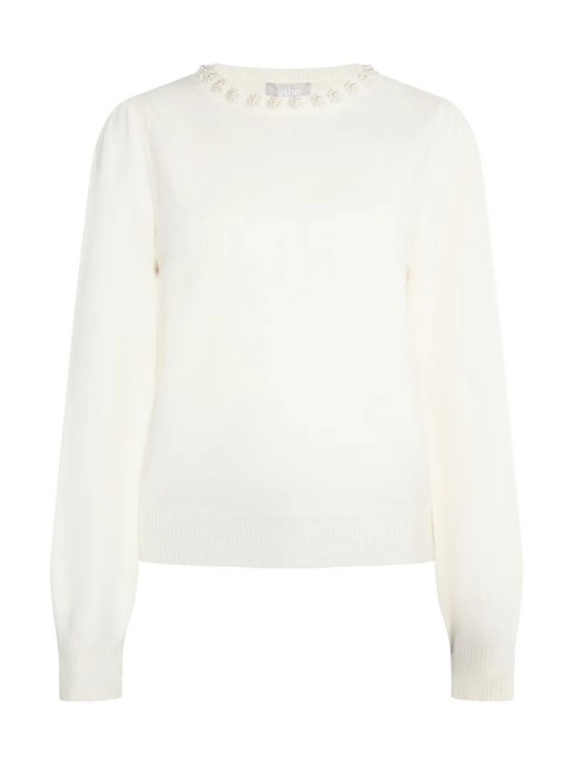 Usha Damen Pullover mit Perlen in weiß
