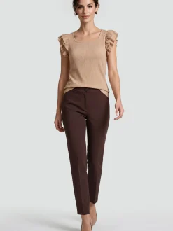 Usha Damen Rüschentop in camel
