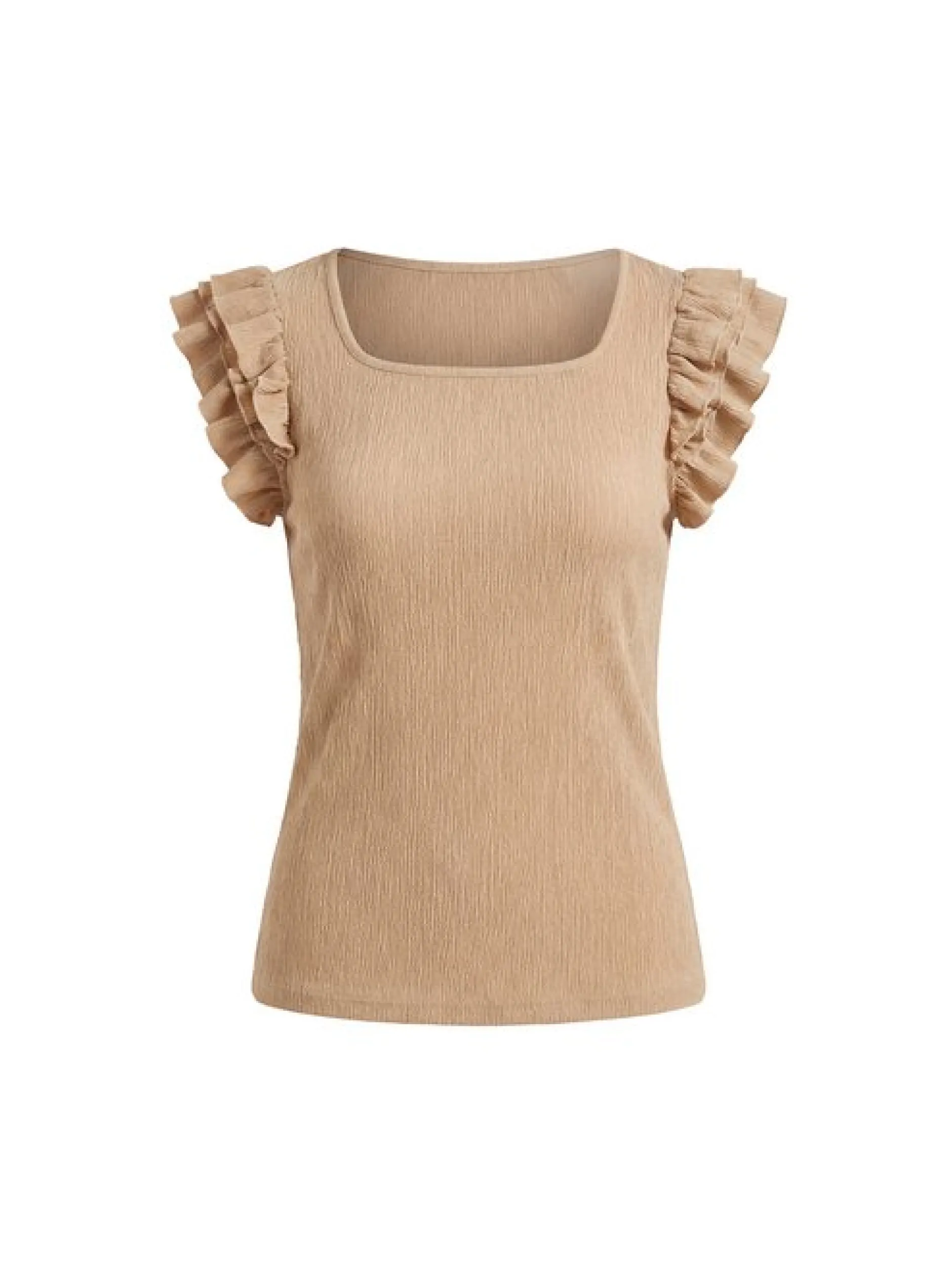 Usha Damen Rüschentop in camel