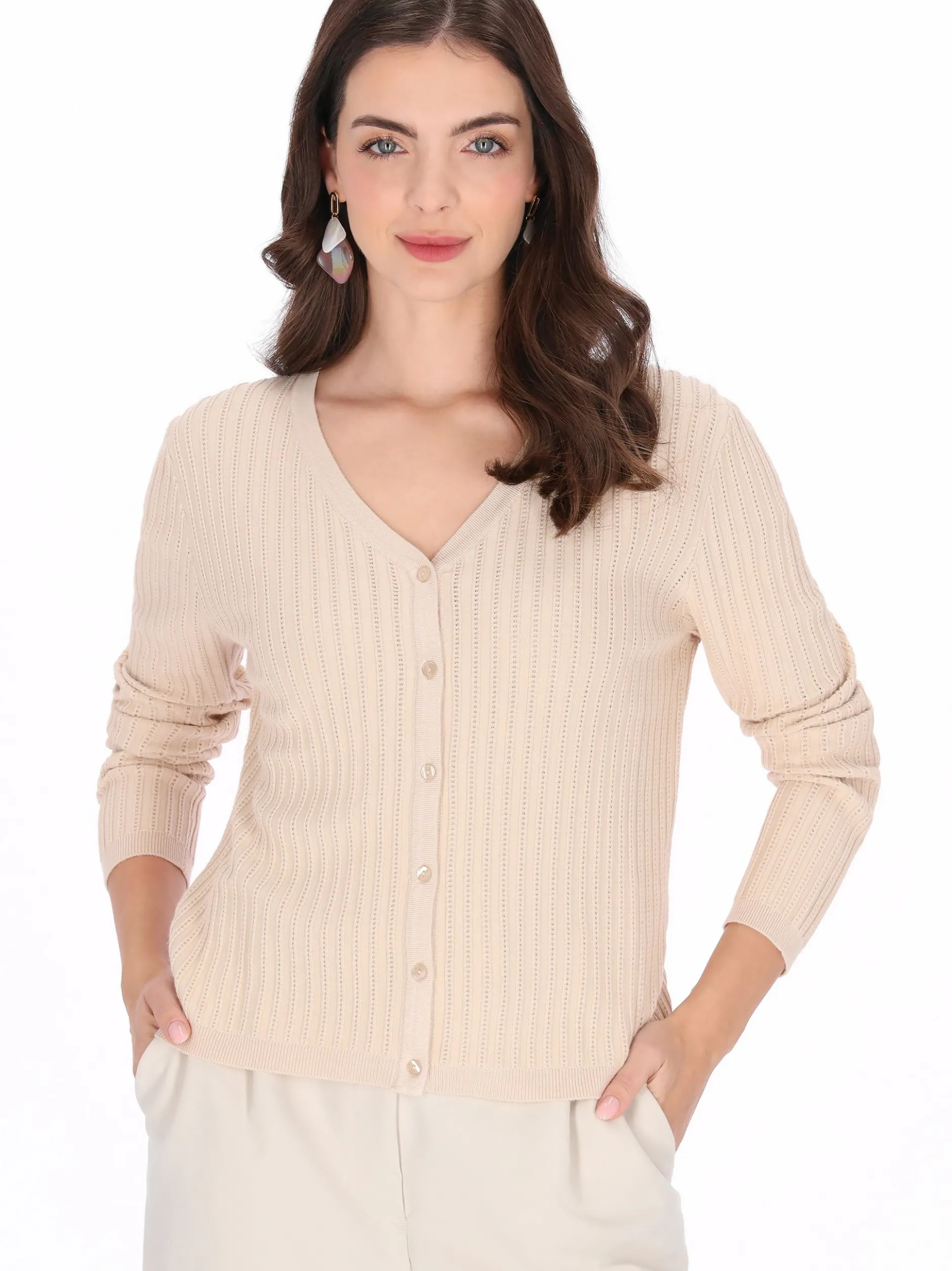 Usha Damen Strickjacke in beige