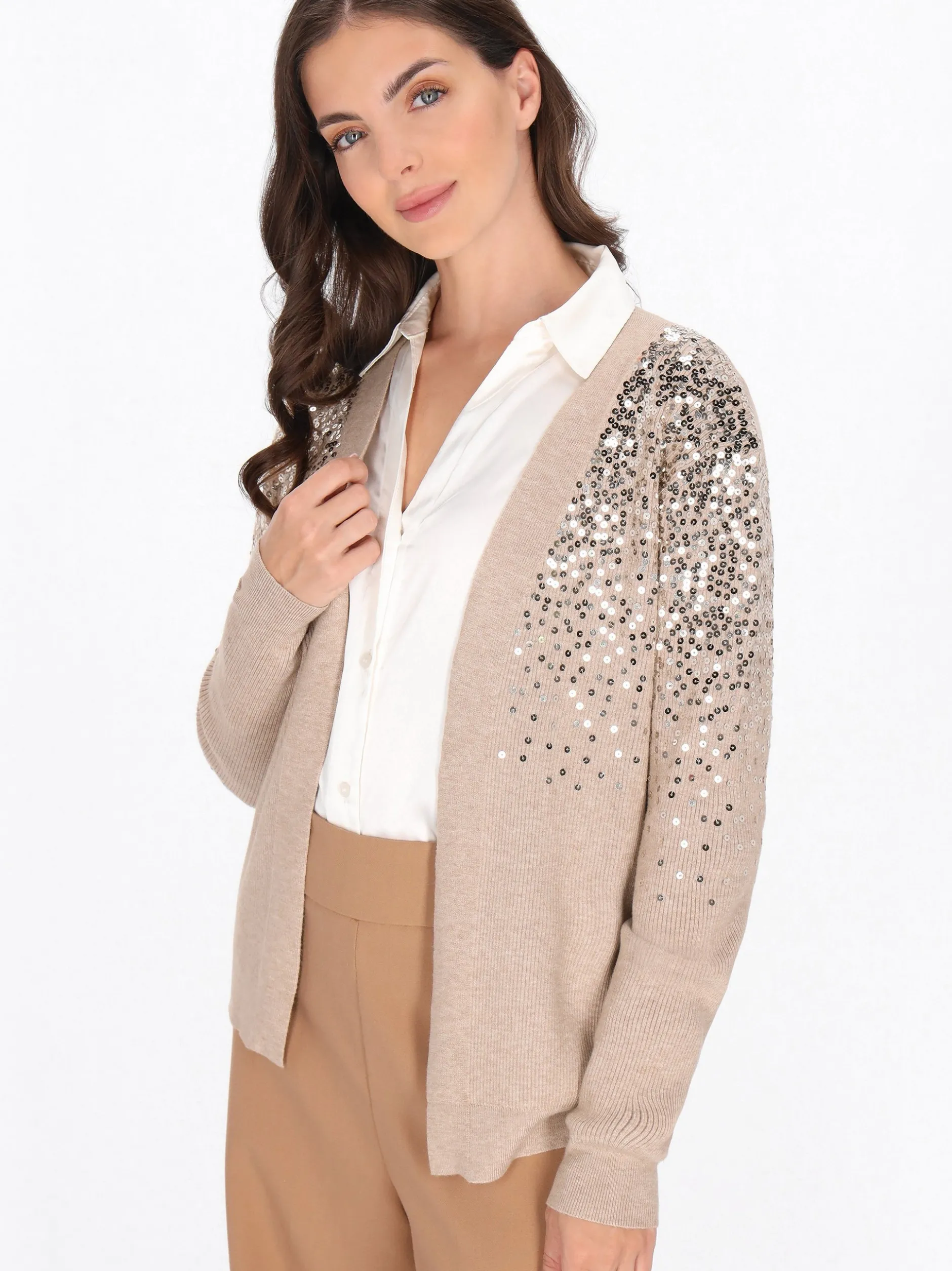 Usha Damen Strickjacke in beige