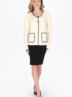 Usha Damen Strickjacke in beige - Ausschnitt: Rundhals