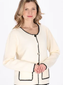 Usha Damen Strickjacke in beige - Ausschnitt: Rundhals