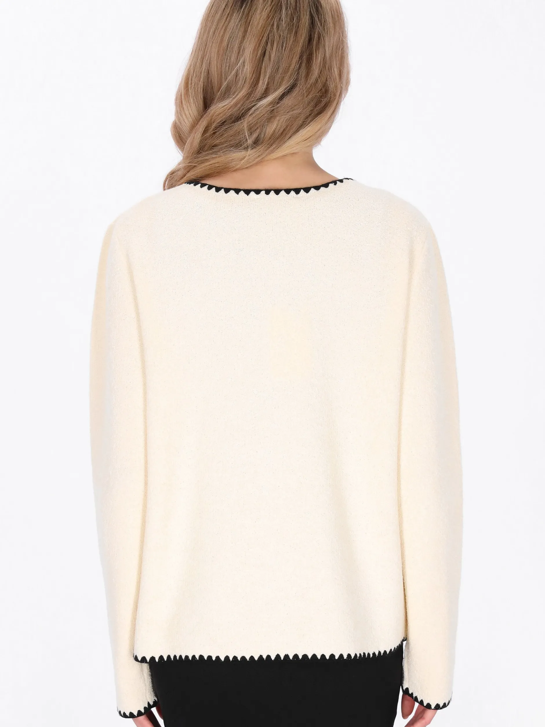 Usha Damen Strickjacke in beige - Ausschnitt: Rundhals