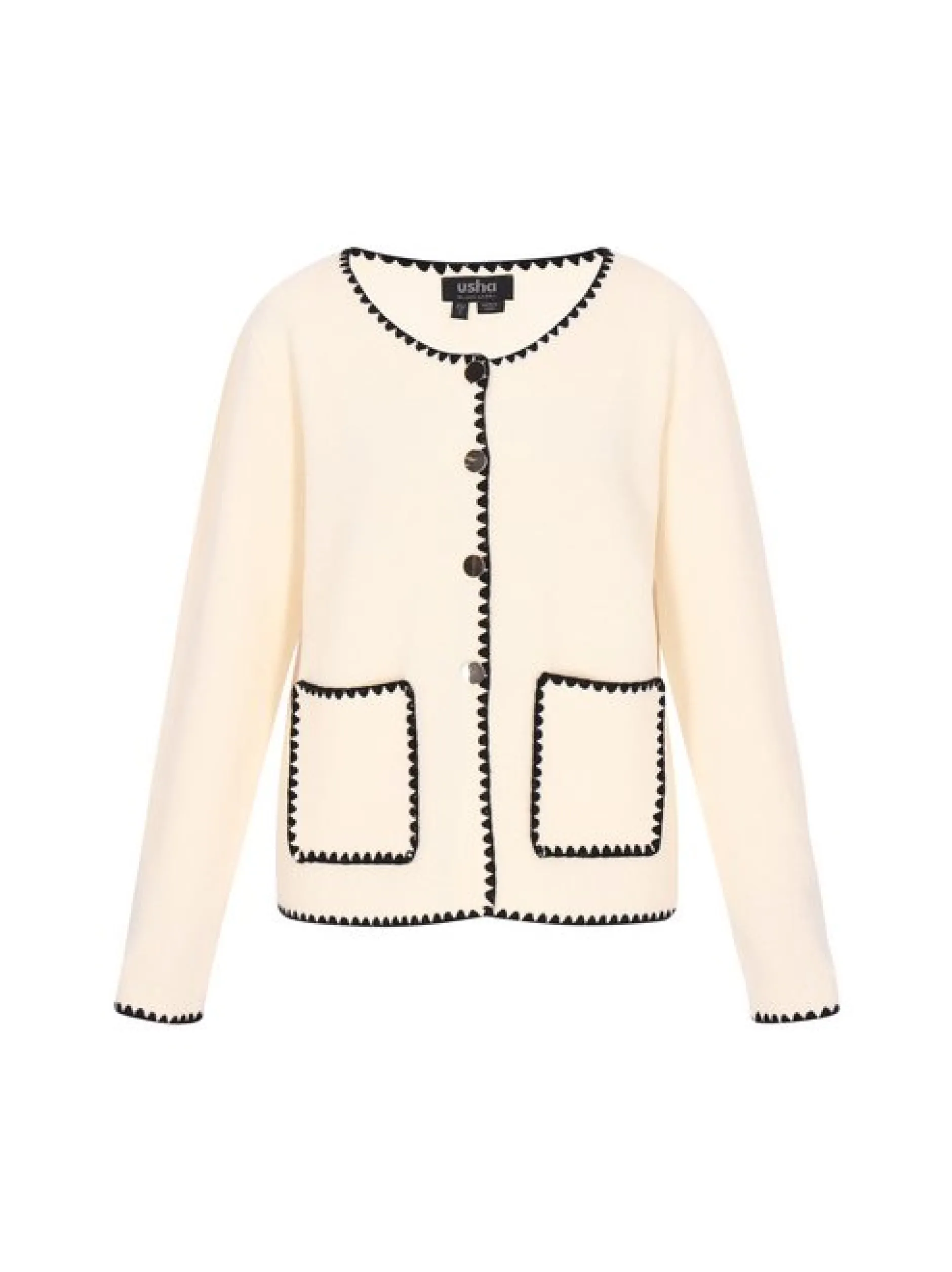 Usha Damen Strickjacke in beige - Ausschnitt: Rundhals