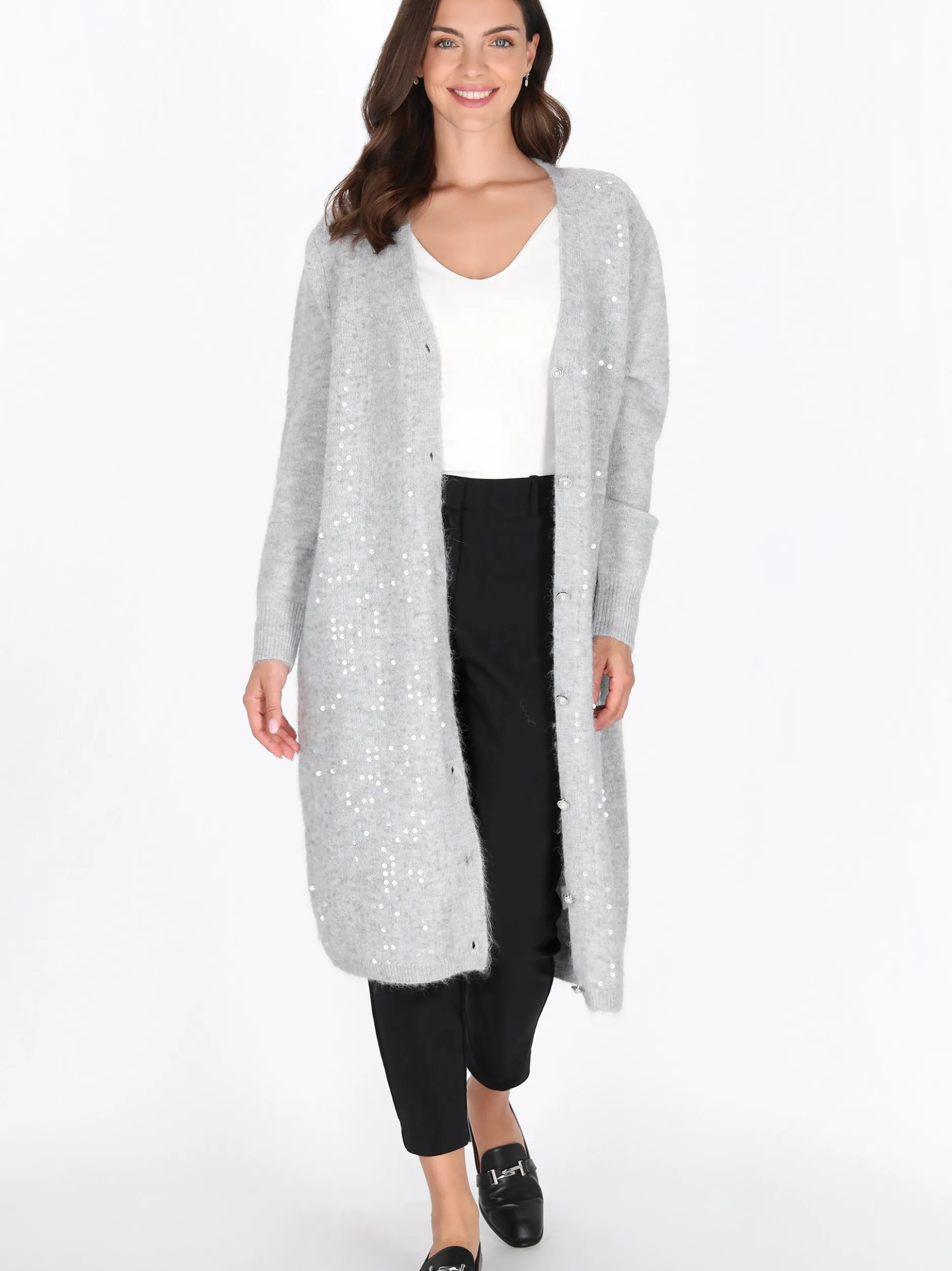 Usha Damen Strickjacke in grau