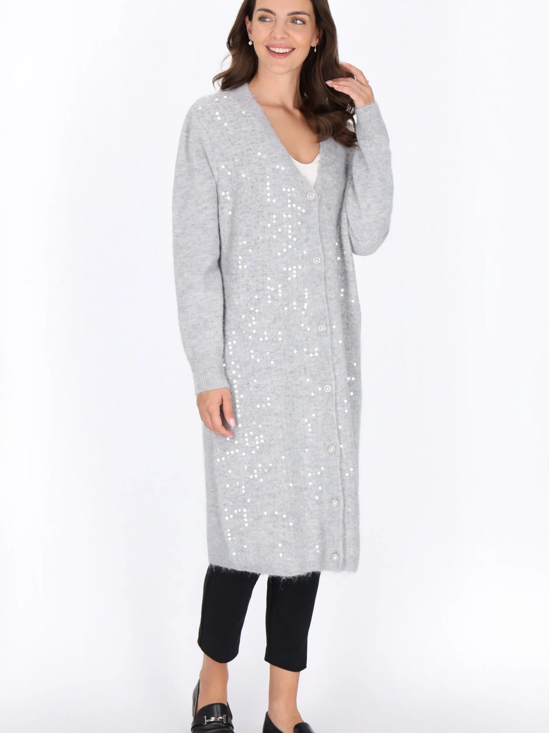 Usha Damen Strickjacke in grau