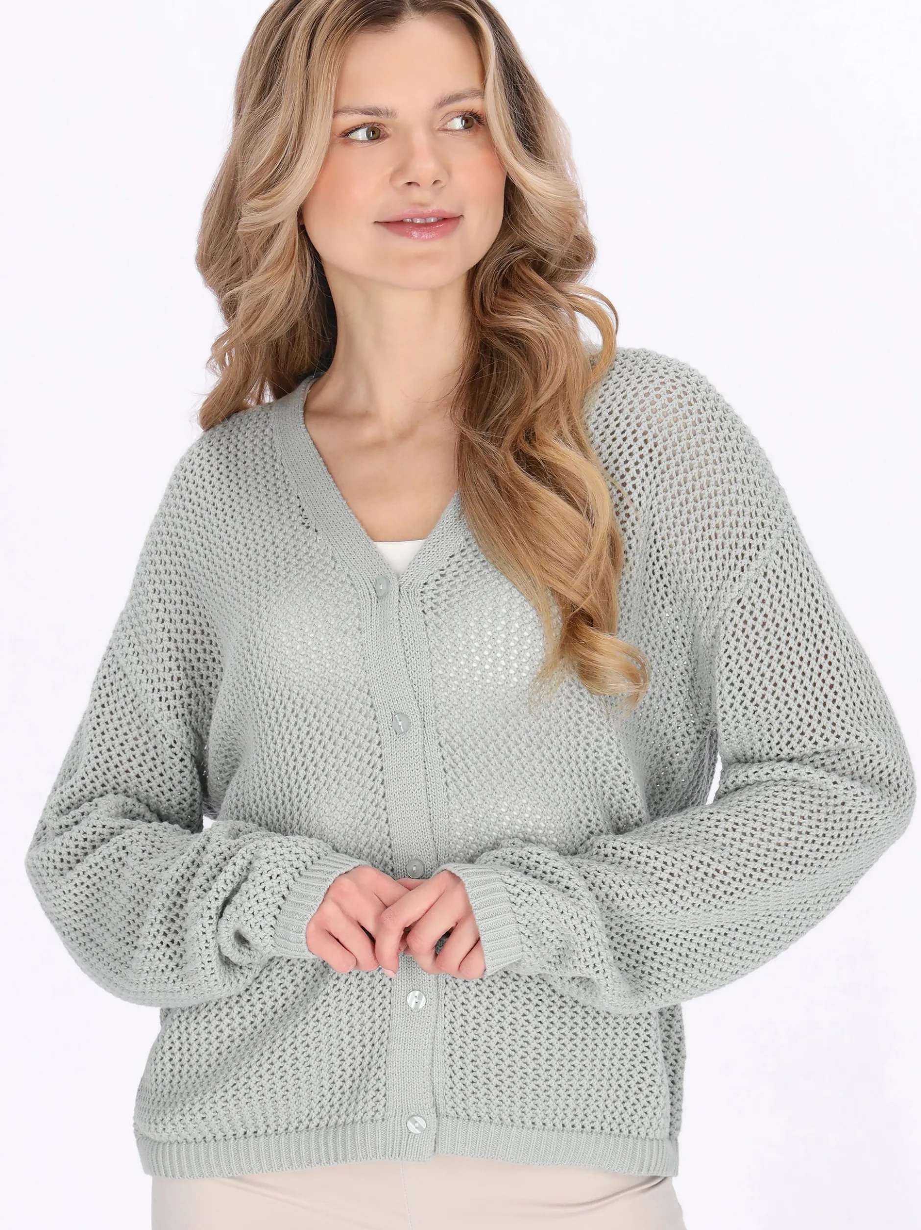 Usha Damen Strickjacke in grün