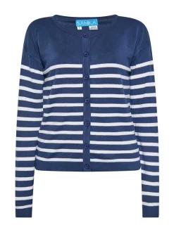 Usha Damen Strickjacke in marine - Ausschnitt: Rundhals