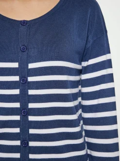 Usha Damen Strickjacke in marine - Ausschnitt: Rundhals