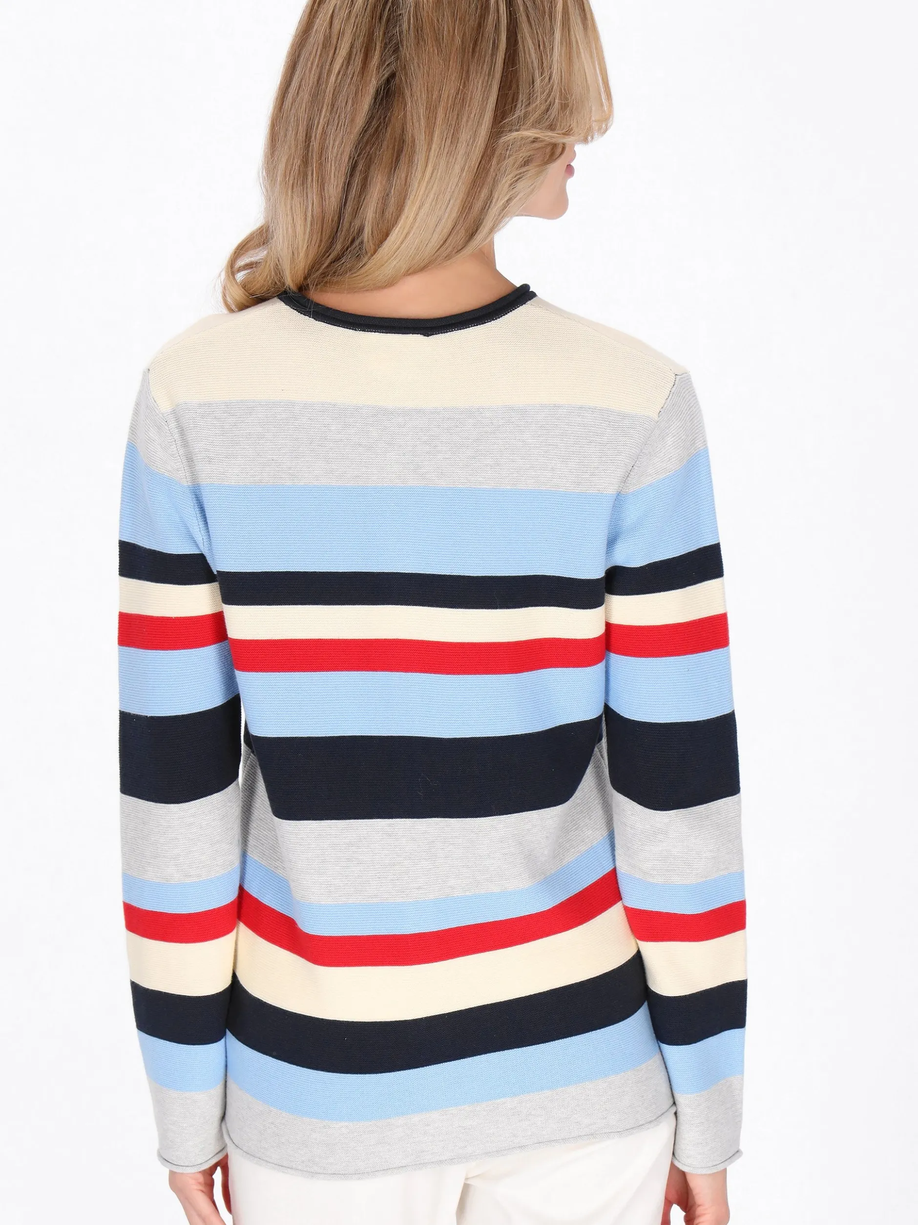 Usha Damen Strickjacke in marine - Ausschnitt: Rundhals