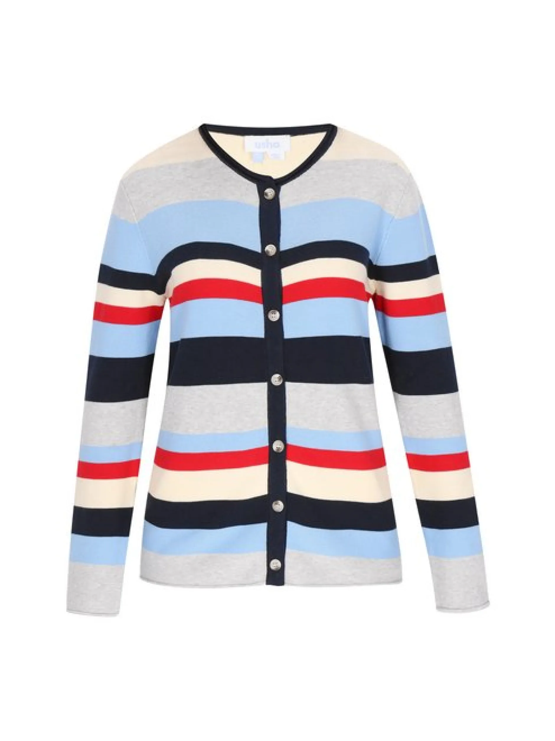 Usha Damen Strickjacke in marine - Ausschnitt: Rundhals