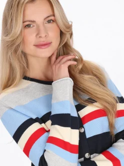Usha Damen Strickjacke in marine - Ausschnitt: Rundhals