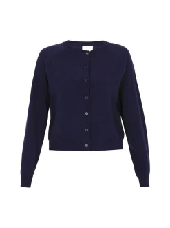 Usha Damen Strickjacke in marine - Ausschnitt: Rundhals