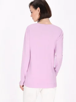 Usha Damen Strickjacke in purple - Ausschnitt: Rundhals