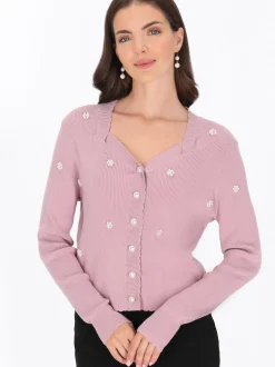 Usha Damen Strickjacke in rosa