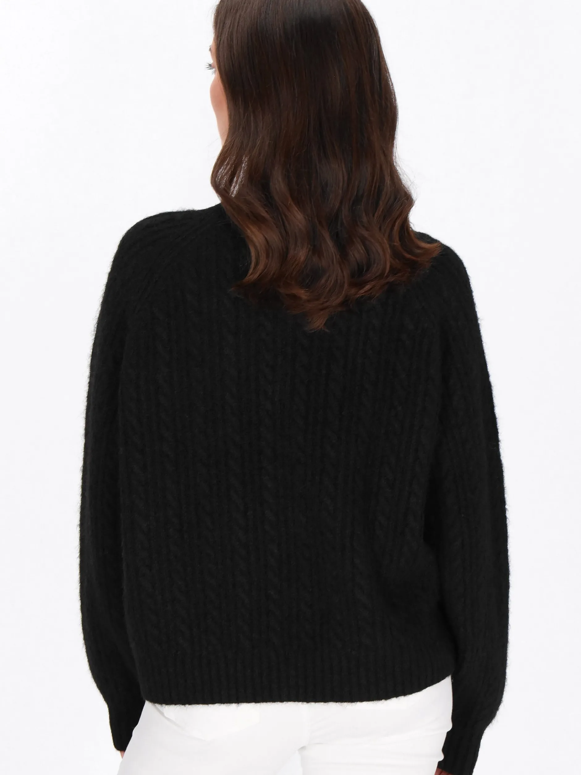 Usha Damen Strickjacke in schwarz - Ausschnitt: Rundhals